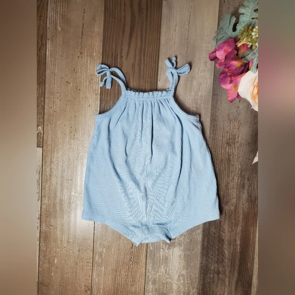 Old Navy Blue Ribbed Baby Girl Romper Size 6-12m NWOT